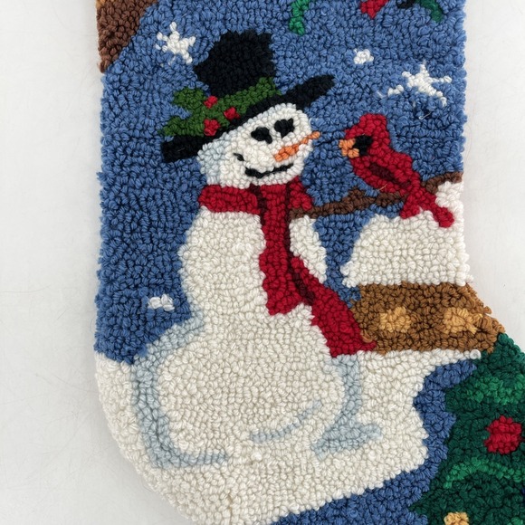 Christmas Stocking Hook Loop Snowman Cardinal Christmas Tree Lights Velvet, 21" - Picture 4 of 7